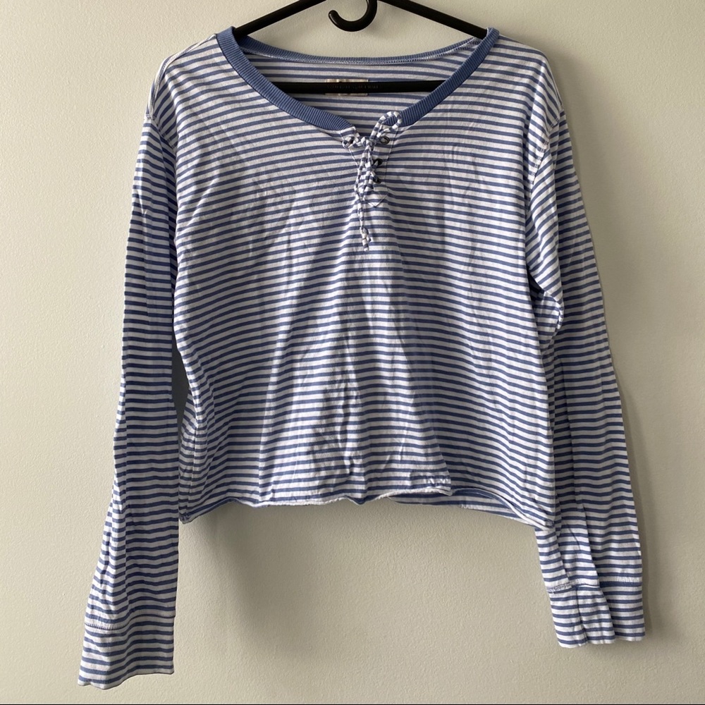 Hollister Blue and White Striped Long Sleeve
